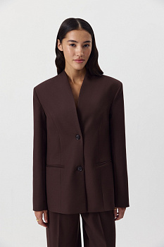 Пиджак без лацканов (шоколадный)