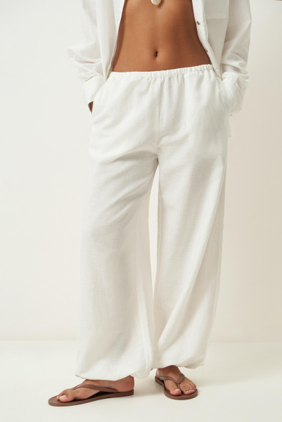 Брюки шаровары изо льна (молочный) (XS/S)