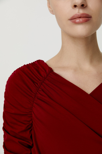 Платье макси с драпировками (красный) (S) 