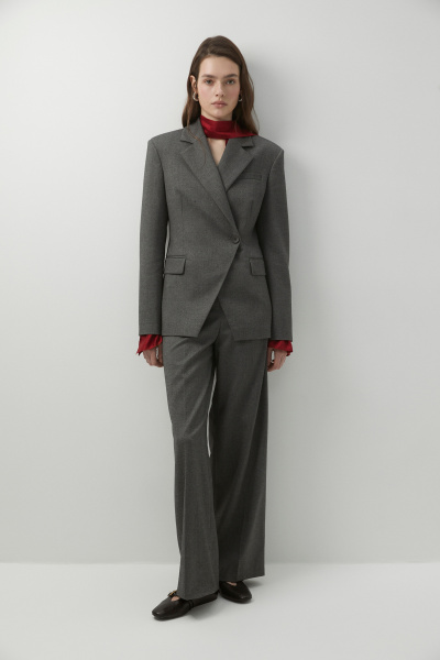 Пиджак однобортный приталенный (темно-серый меланж) (L)