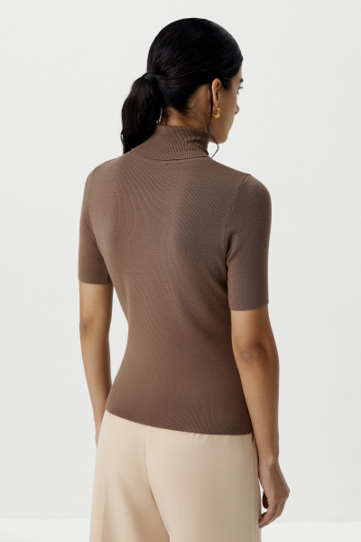 Футболка вязаная с воротником-стойкой (какао) (L) 
