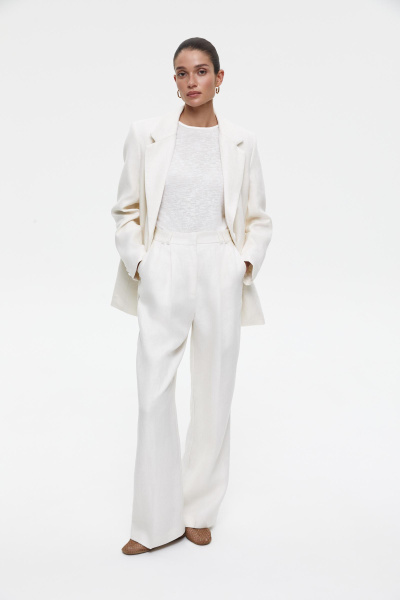 Брюки из льняной ткани (XS, молочный) 2207