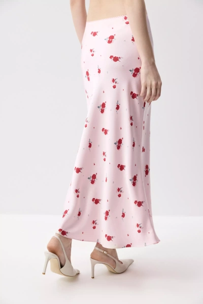 Юбка годе из сатина (Цветы на светло-розовом) (S) 