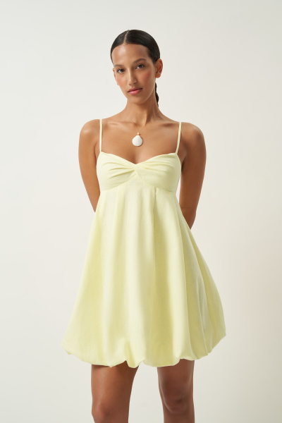 Платье баллон на лямках (желтый) (XS)