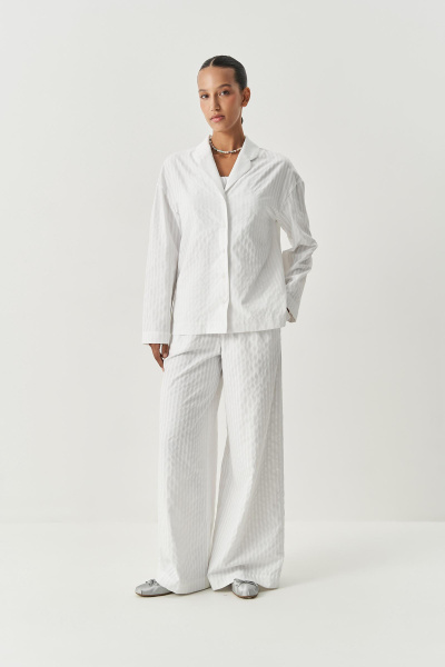 Брюки полоска с гульфиком (белый) (M) 