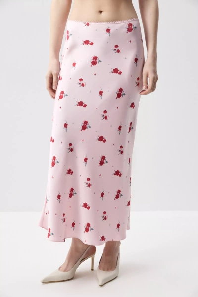 Юбка годе из сатина (Цветы на светло-розовом) (S) 