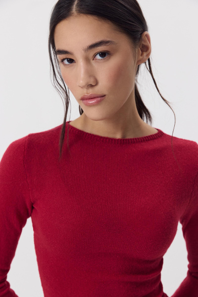 Лонгслив вязанный со сборкой (Винный) (M) 