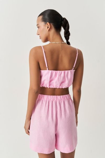 Топ на бретелях изо льна (розовый) (M) 