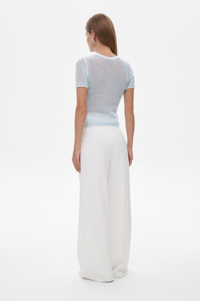 Футболка ажурной вязки из хлопка (L, голубой) 1741