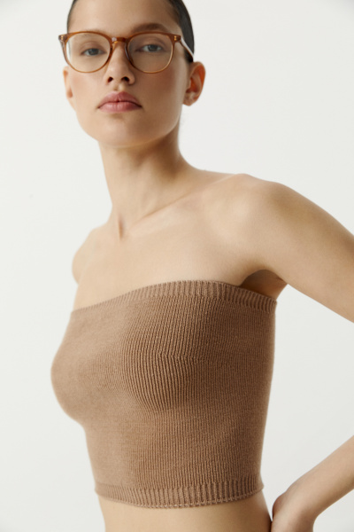 Топ бандо вязаный (бежевый) (M/L)
