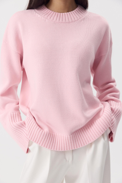 Джемпер из мериносовой шерсти с круглым вырезом (Розовый) (one size) 