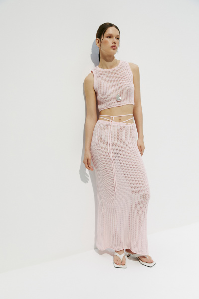 Юбка вязаная ажурная (M/L, светло-розовый) 2556
