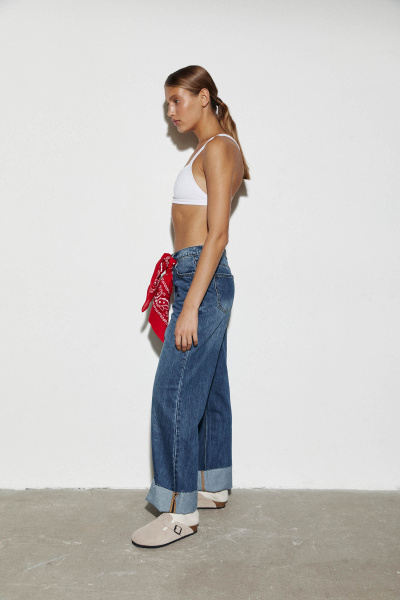 Джинсы с необработанным низом/Denim pants with raw edge (26/XS, синий/blue) 2682