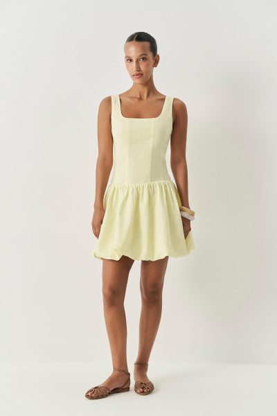 Платье баллон изо льна (желтый) (XS)