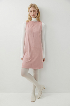 Платье мини прямое из замши (розовый)