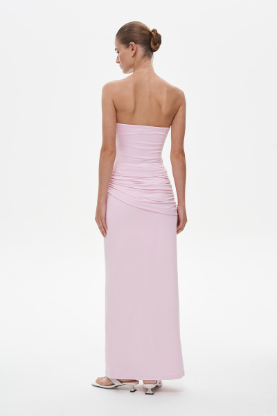 Юбка макси с декоративной накладной деталью со сборками (светло-розовый) (L) 