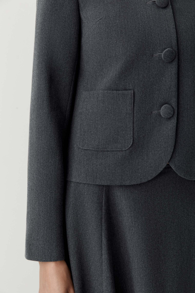 Жакет укороченный с накладными карманами (серый) (XS) 