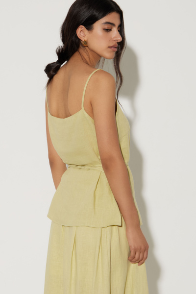 Топ на бретелях изо льна с тонким поясом (L, яблочный) 2871