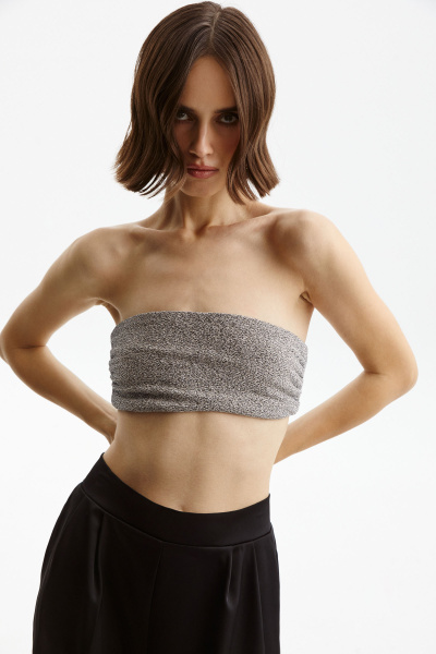 Топ-бандо из ткани с люрексом (XS, серый)