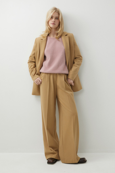 Брюки силуэта палаццо из костюмной ткани (светло-коричневый) (L) 
