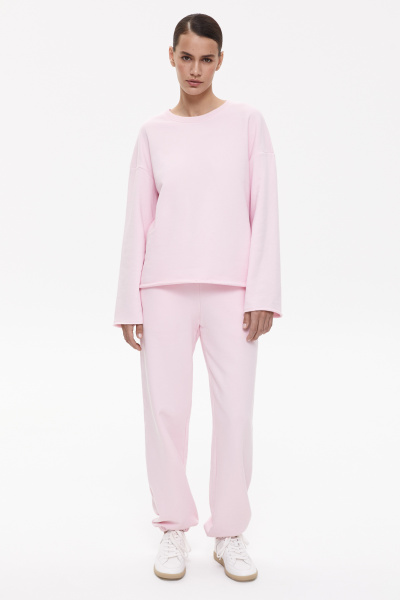 Джоггеры из футера с вышивкой (L, барби) 2169