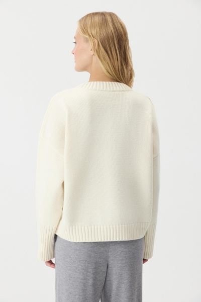 Джемпер из шерсти мериноса с круглым вырезом  (Ванильный) (one size) 