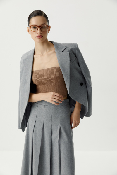 Топ бандо вязаный (бежевый) (XS/S) 