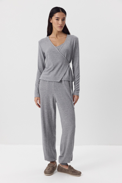 Кардиган с завязками из мягкого трикотажа (Серый) (M) 