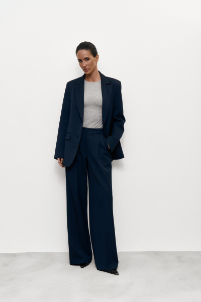 Пиджак свободного кроя (XS, темно-синий) 