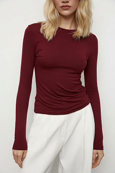 Лонгслив базовый из вискозы (бордовый)
