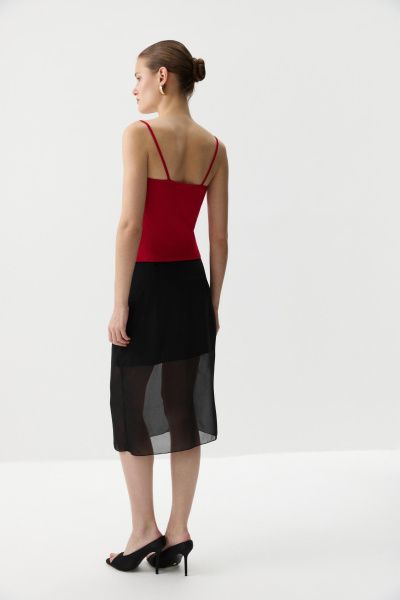 Топ вязаный с кружевом (Красный) (M) 