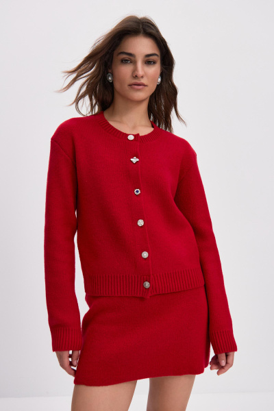 Кардиган с декоративными пуговицами (красный) (M/L) 