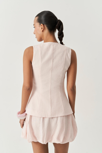 Жилет удлиненный изо льна (розовый) (XS)