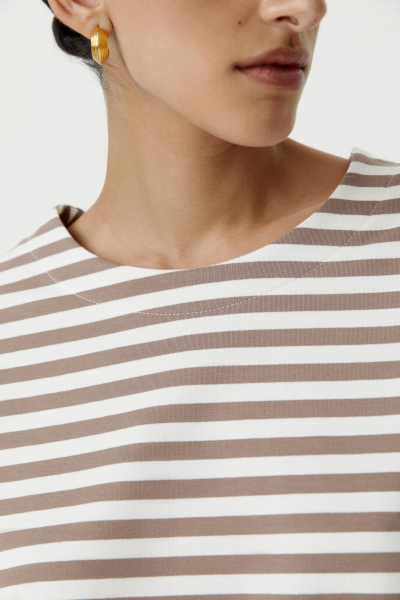 Лонгслив в полоску (молочный /коричневый) (XS/S) 