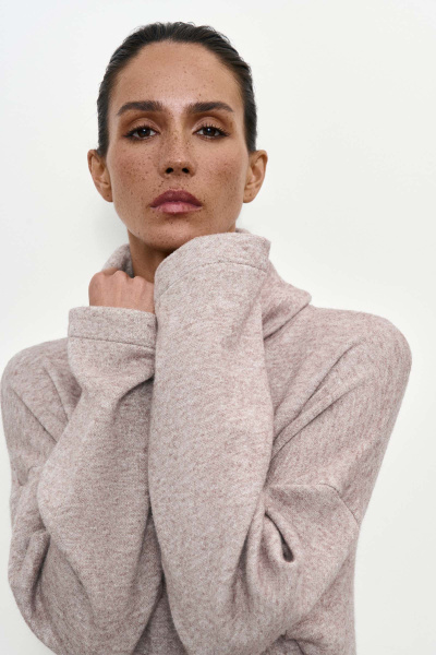 Джемпер из теплого трикотажа (XS/S, кофейный)