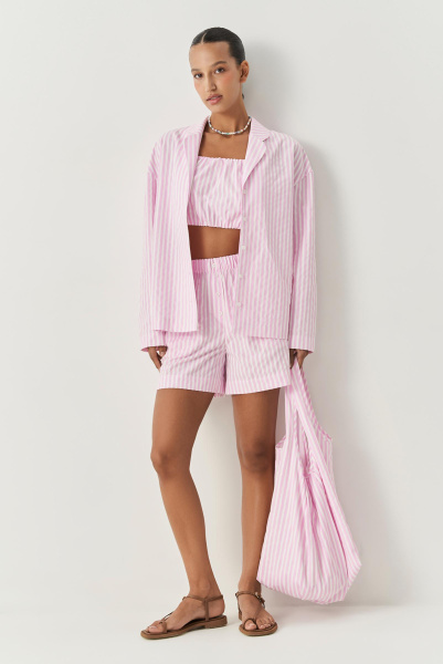 Сумка-тоут в полоску (розовый) (one size) 