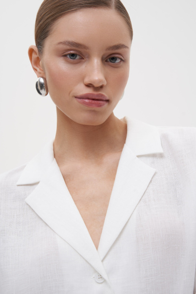 Рубашка с коротким рукавом изо льна (M/L, молочный) 2207