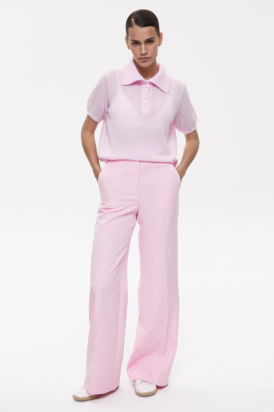 Поло ажурной вязки (XS/S, светло-розовый) 