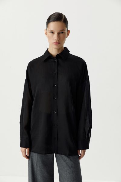 Блуза из полупрозрачной ткани (черный) (XS/S) 