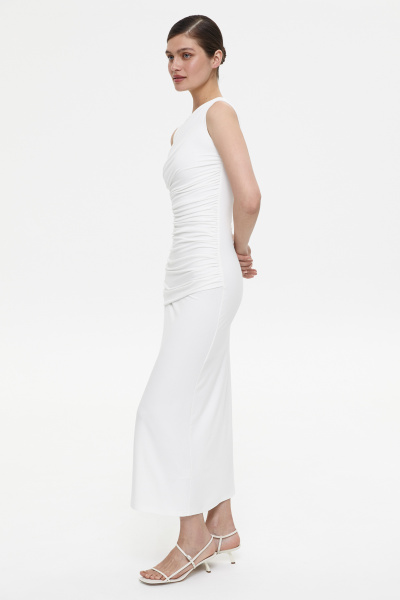 Платье с декоративной деталью с драпировкой (XS, молочный)