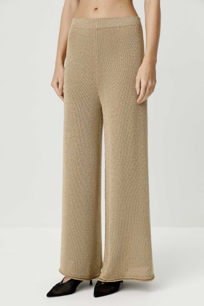 Брюки палаццо вязаные с металлизированной нитью (золотой) (M/L) 