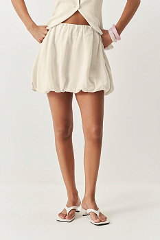 Юбка-баллон мини изо льна (ванильный)