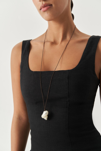 Платье баллон изо льна (черный) (XS)