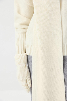 Варежки из шерсти мериноса (Ванильный)