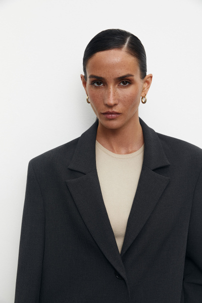 Пиджак оверсайз с боковыми разрезами (M/L, темно-серый) 2787