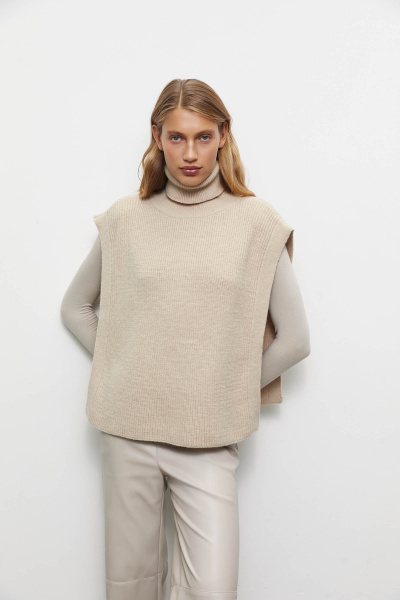 Манишка удлиненная (one size, бежевый)