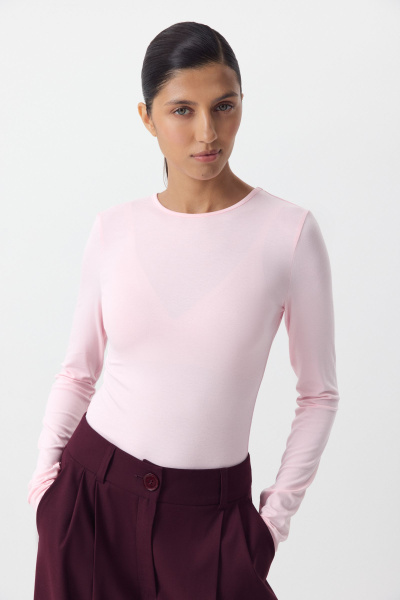 Лонгслив базовый из вискозы (розовый) (M) 
