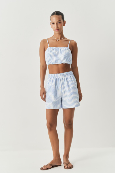 Шорты с имитацией гульфика в полоску (голубой) (S)