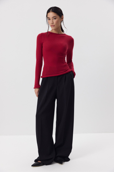 Лонгслив вязанный со сборкой (Винный) (M) 