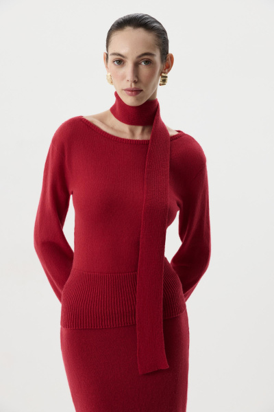 Лонгслив с шарфом (Винный) (M) 